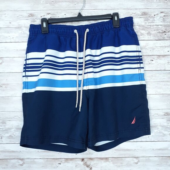 Nautica Other - Nautica Mens Swim Trunks M Mesh Lined Blue Stripe 50A